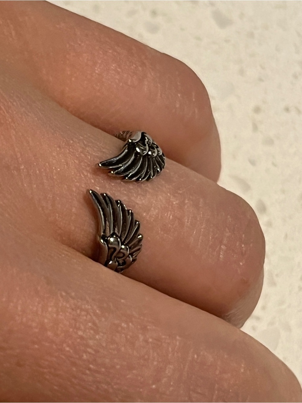 Fashionable Wing Design Silver Cuff Ring For Women For Dily jewelry